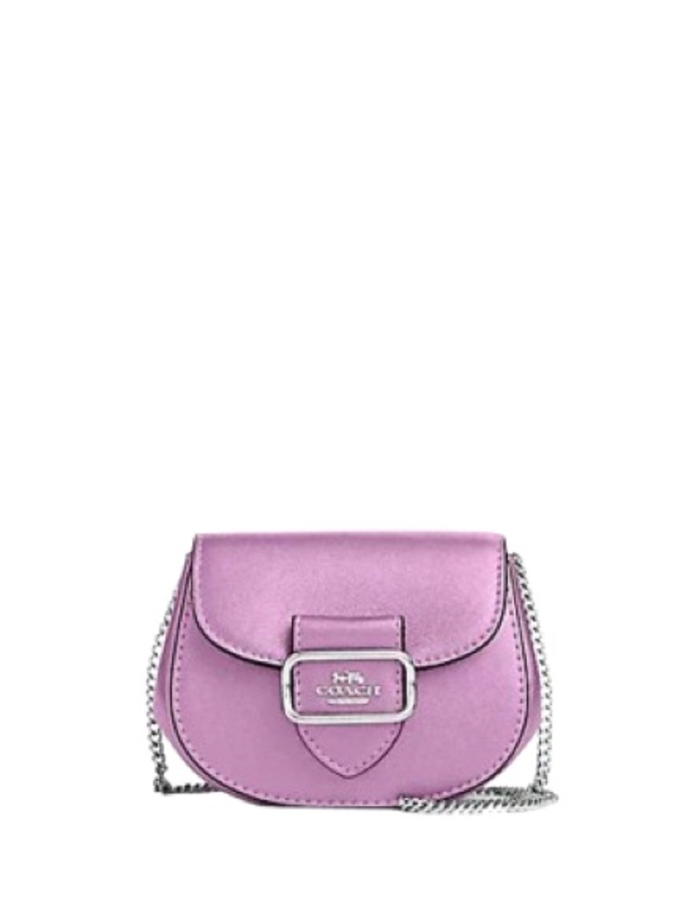 Coach Metallic Lavender Mini Crossbody with Silver Chain